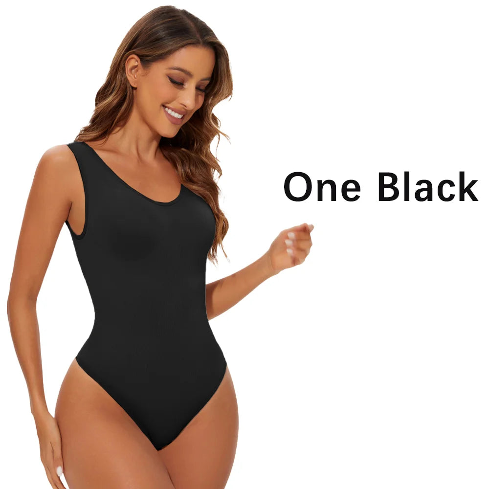 Sculpting Bodysuit for Women Seamless Light Tummy Control w Scoop Neck