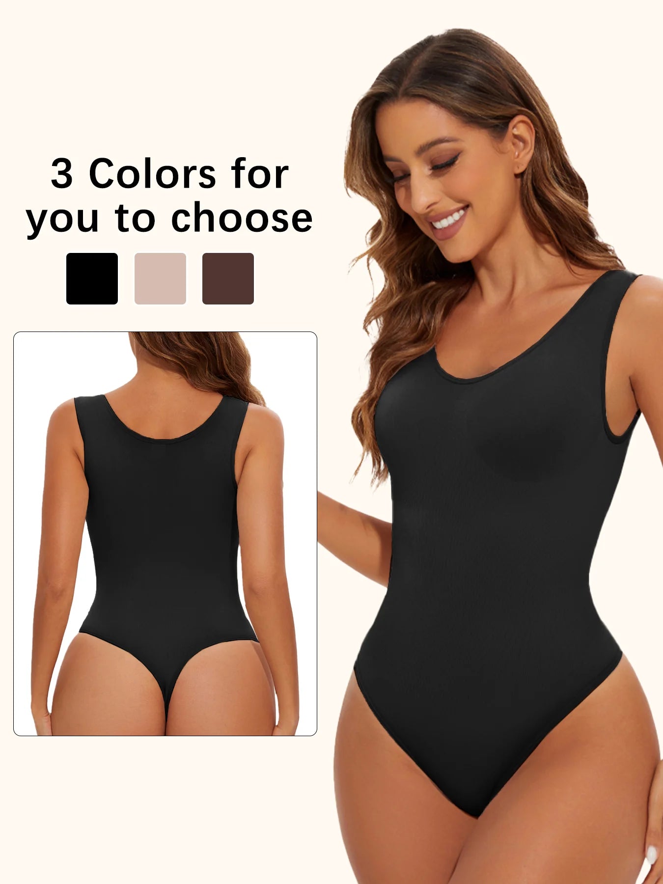 Sculpting Bodysuit for Women Seamless Light Tummy Control w Scoop Neck