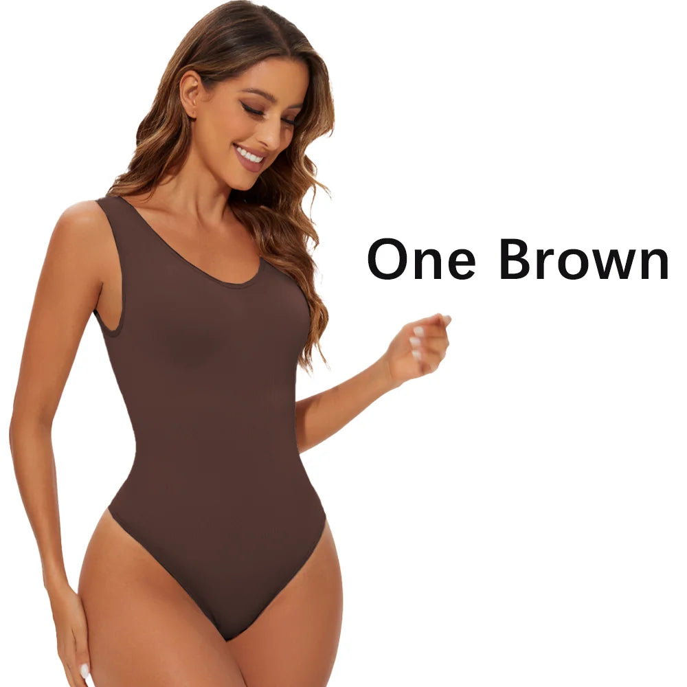 Sculpting Bodysuit for Women Seamless Light Tummy Control w Scoop Neck