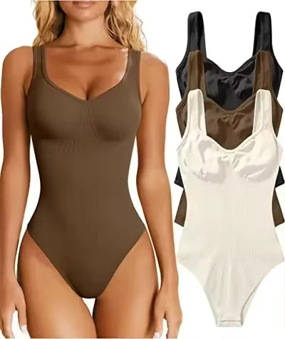 Sculpting Bodysuit for Women Seamless Light Tummy Control w Scoop Neck